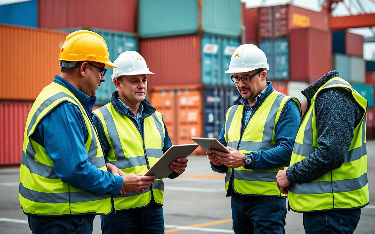 Operations team reviewing container yard movements